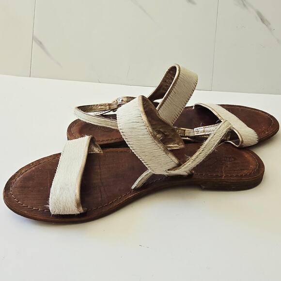 Freebird Aruba Calf Hair Strap Sandal Cream Brown Size 39 - Picture 5 of 8